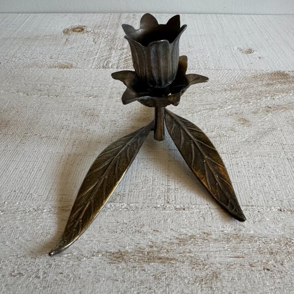 JUST BASE - Vintage Brass Flower Ashtray Base for Removeable Petals - Picture 4 of 9